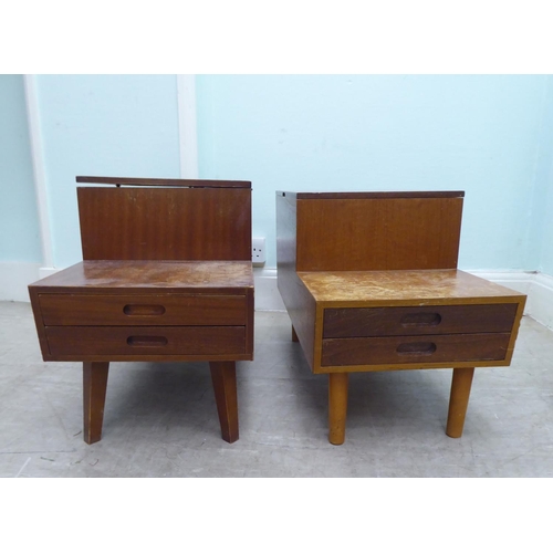 260 - A pair of 1970s teak tables of staggered form with hinged lids and drawer compartments  17