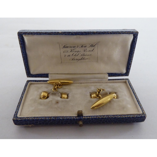 265 - A pair of 18ct gold ball and chain design cufflinks  boxed 