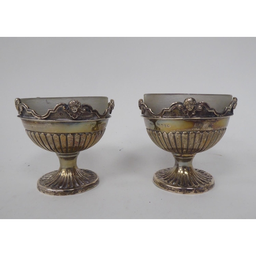 276 - Silver tableware: to include a pair of pedestal salts  London marks rubbed 