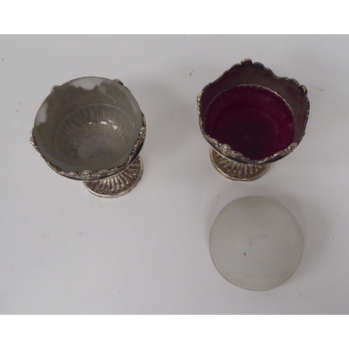 276 - Silver tableware: to include a pair of pedestal salts  London marks rubbed 