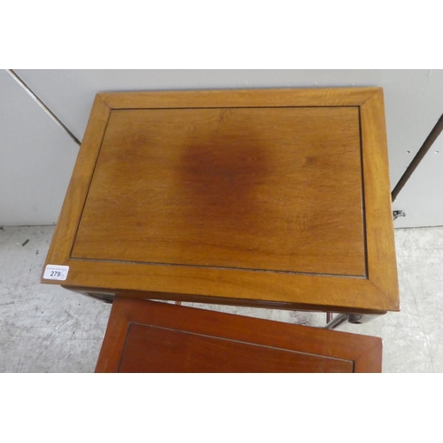 279 - A modern quartetto of Chinese mahogany occasional tables  largest 28