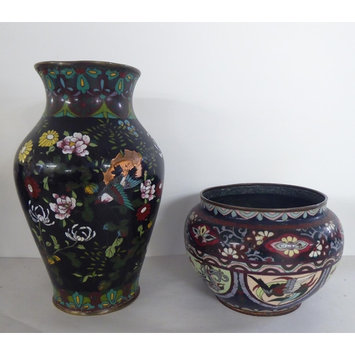 283 - A mixed lot: to include two dissimilar late 19thC Oriental cloisonné vases  9