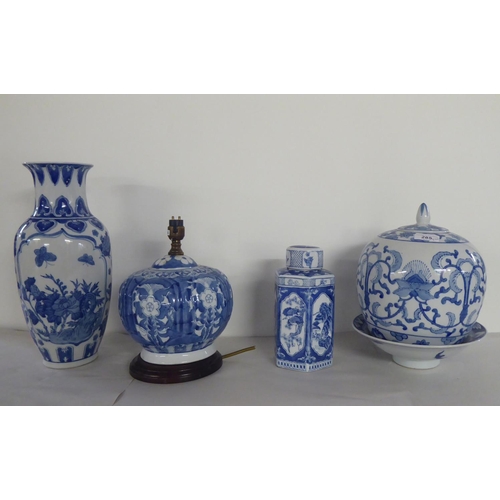 285 - Modern blue and white ceramics: to include a vase  14.5