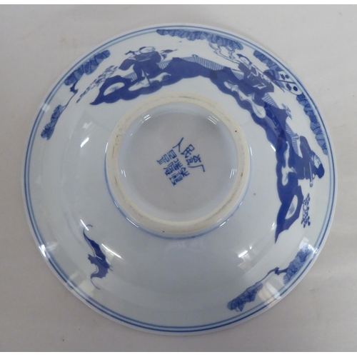 285 - Modern blue and white ceramics: to include a vase  14.5