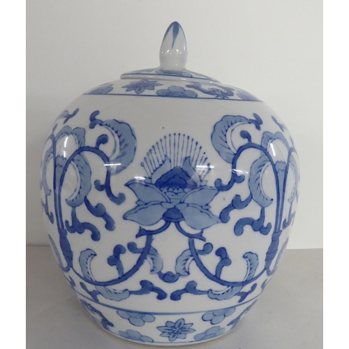 285 - Modern blue and white ceramics: to include a vase  14.5