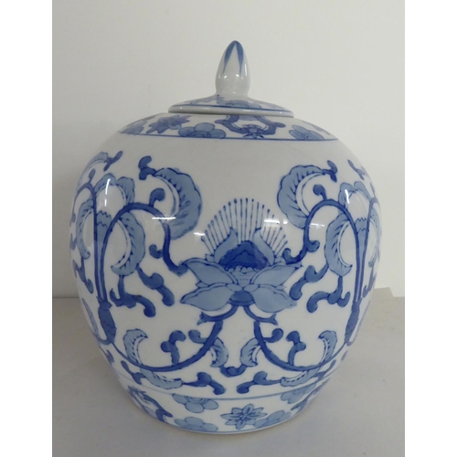 285 - Modern blue and white ceramics: to include a vase  14.5