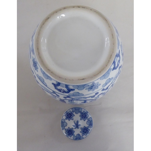 285 - Modern blue and white ceramics: to include a vase  14.5