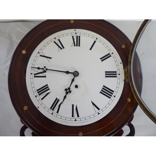 287 - A 19thC mahogany cased drop dial timepiece, faced by a Roman dial  22