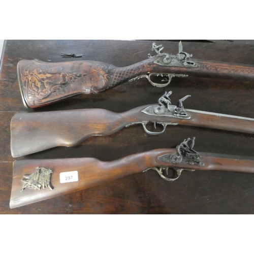 297 - Three replica 19thC style rifles  (display purposes only)