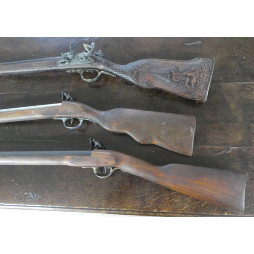 297 - Three replica 19thC style rifles  (display purposes only)