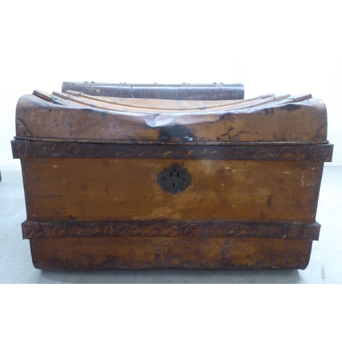 3 - 20thC military metal trunks  various sizes; and a miscellany of camouflage and other kit(Please Note... 