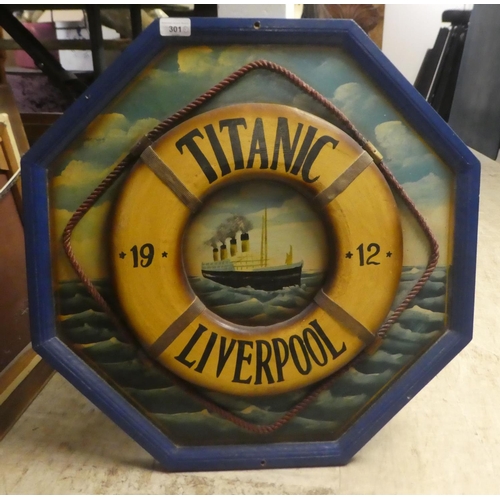 301 - A modern painted wooden panel  'The Titanic'  23