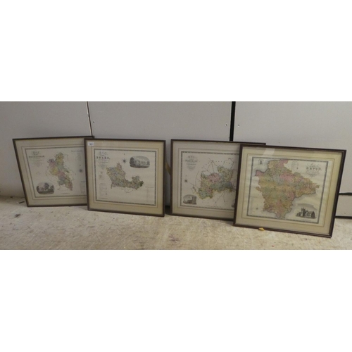 303 - After C&J Greenwood originals - four modern reproduction coloured county printed maps, viz. 'Ber... 