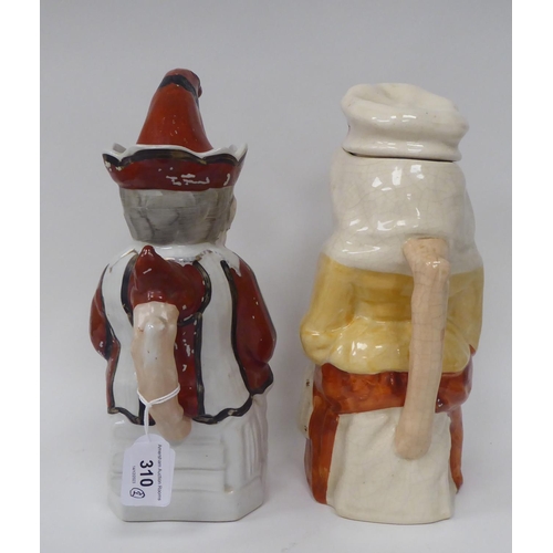 310 - Two late Victorian Staffordshire pottery character jugs 'Punch' and 'Judy'  12