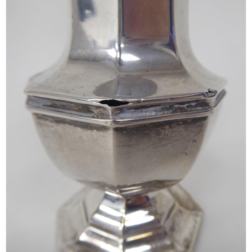 315 - Silver collectables, viz. a sugar caster  marks rubbed; and a dish  4