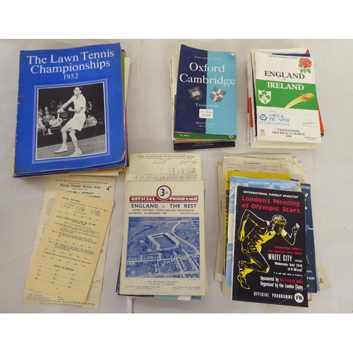 321 - Mainly 1950s rugby, tennis and athletics printed ephemera