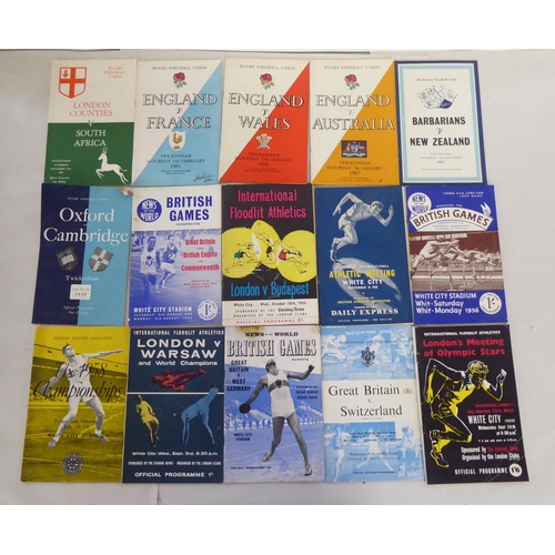 321 - Mainly 1950s rugby, tennis and athletics printed ephemera