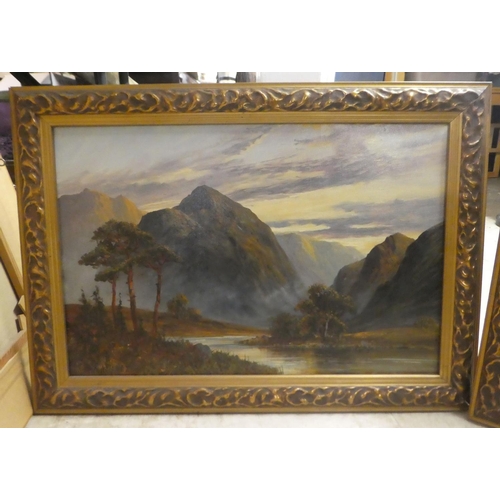 322 - W Richards - two late 19thC Scottish highland studies  oils on canvas  bearing signatures&... 