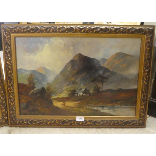 322 - W Richards - two late 19thC Scottish highland studies  oils on canvas  bearing signatures&... 