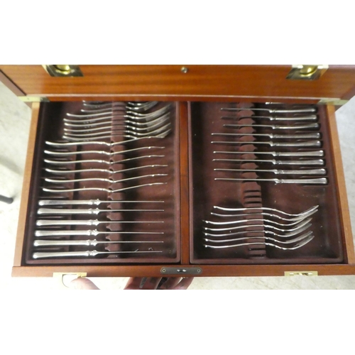 339 - An (incomplete) Wilkens silver plated canteen of cutlery and flatware, contained within a military d... 