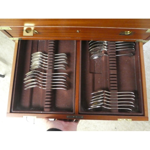 339 - An (incomplete) Wilkens silver plated canteen of cutlery and flatware, contained within a military d... 