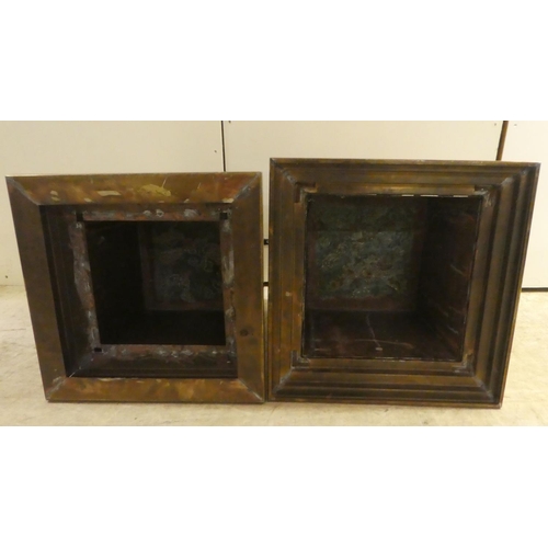 343 - A pair of Art Deco inspired cast metal pedestals, on a stepped plinth  18