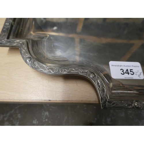 345 - Silver plated tableware: to include a serpentine outlined, twin handled serving tray with a Celtic d... 