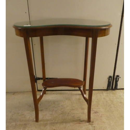 351 - An Edwardian string inlaid mahogany, kidney shaped two tier occasional table  28