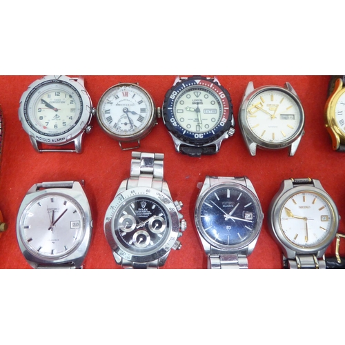 62 - Variously cased and strapped wristwatches