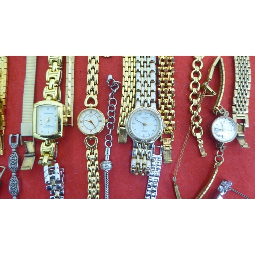 71 - Ladies variously cased and strapped wristwatches