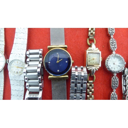 71 - Ladies variously cased and strapped wristwatches