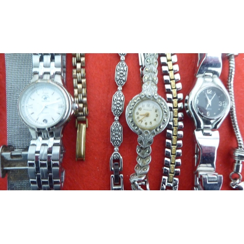 71 - Ladies variously cased and strapped wristwatches