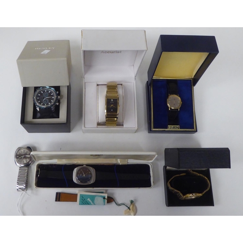 80 - Six variously strapped and cased wristwatches: to include Buren, Accurist, Seiko and Talis  fiv... 