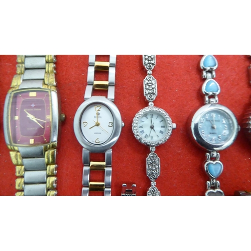 83 - Ladies variously cased and strapped wristwatches