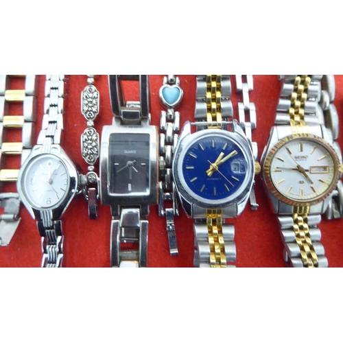 83 - Ladies variously cased and strapped wristwatches