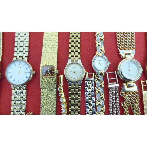 83 - Ladies variously cased and strapped wristwatches