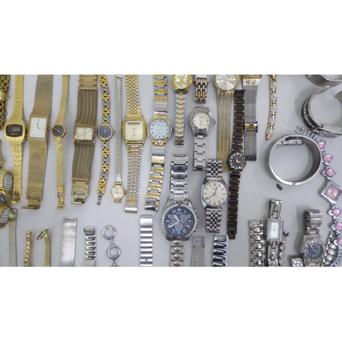 90 - Variously cased and strapped wristwatches