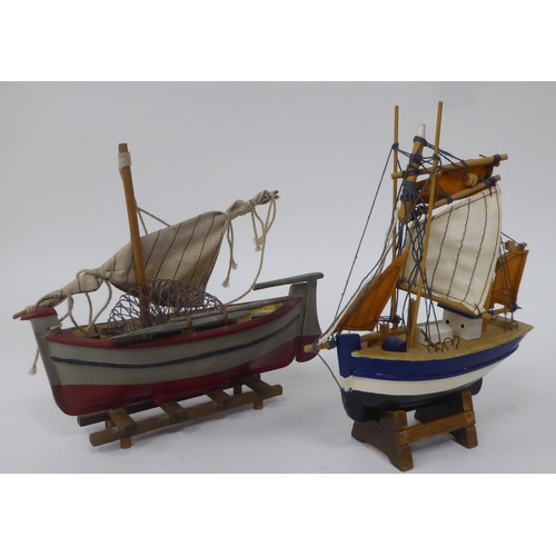 296 - Scratch built model boats, fishing and other  largest 11