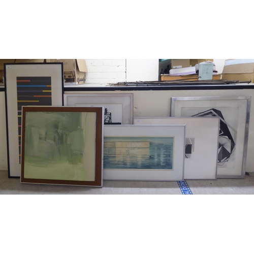 119 - Framed modern art: to include three abstract studies  prints & watercolours  approx. 2... 