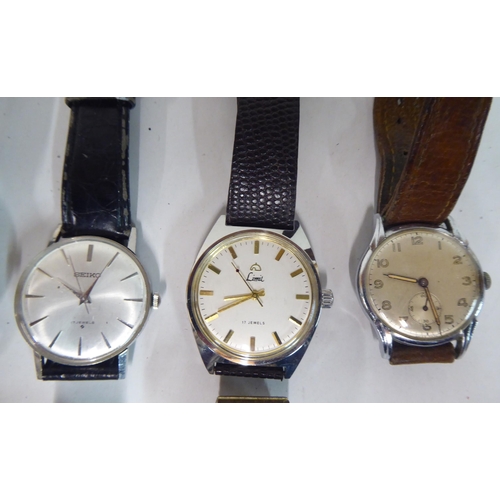 145 - Variously cased manual wristwatches: to include a Sekonda, faced by a baton dial