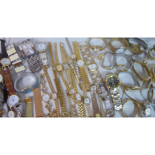 149 - Variously cased wristwatches: to include a Timex, faced by a baton dial