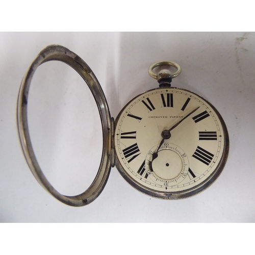 15 - Two silver cased pocket watches  mixed marks; and a steel cased Heuer example