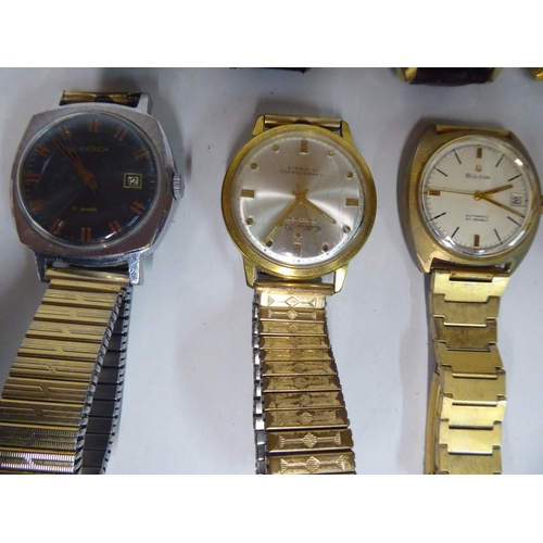 150 - Variously cased 1970/80s wristwatches: to include a Bulova, faced by a baton dial