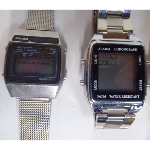 152 - Variously cased digital wristwatches: to include a Timex