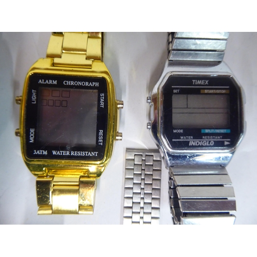 152 - Variously cased digital wristwatches: to include a Timex