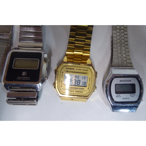 152 - Variously cased digital wristwatches: to include a Timex