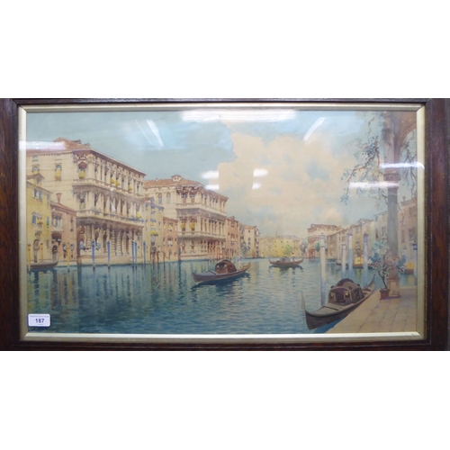 187 - E.Bonivento - a Venetian scene  watercolour  bears a signature  15