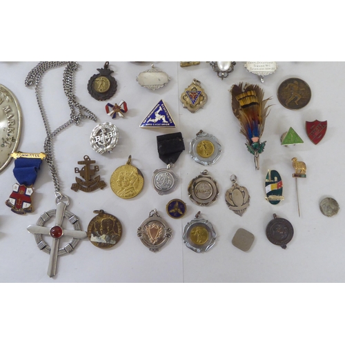 204 - Silver and other medallions: to include two Covent Garden Market badges; and a Mayoral enamel badge