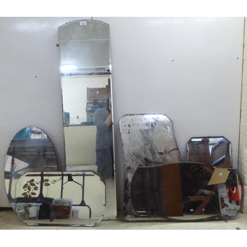 237 - Six similar circa 1950-1970s mirrors, laid on board  largest 12