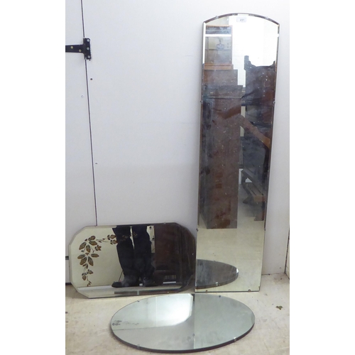 237 - Six similar circa 1950-1970s mirrors, laid on board  largest 12